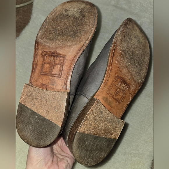 Frye Gray Brown Leather Combat Boots - Picture 3 of 9